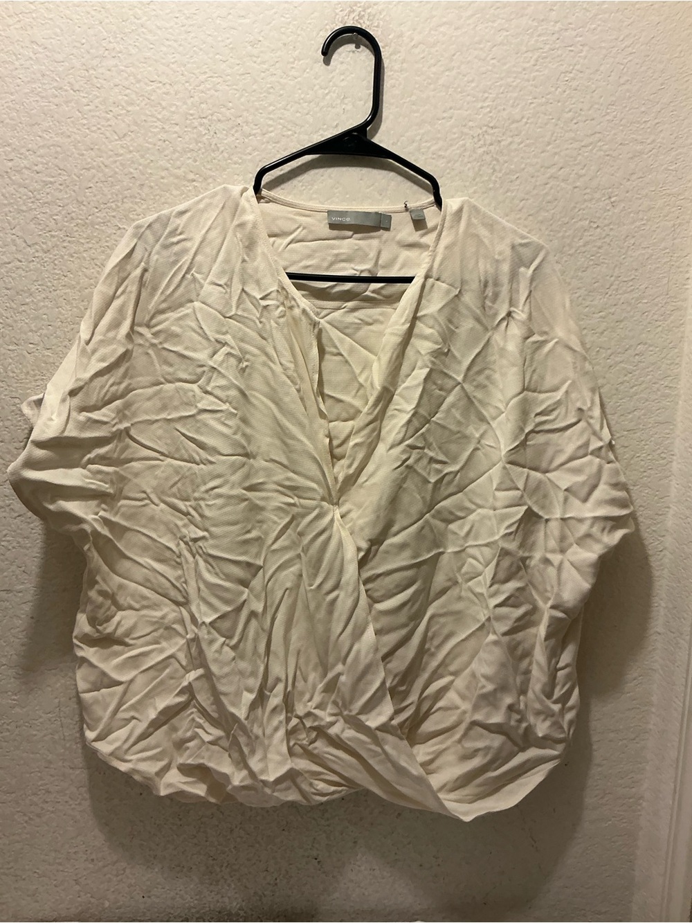 Vince Cream Draped V-Neck Blouse 100% silk size L
